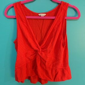 American Eagle flowy coral/red top